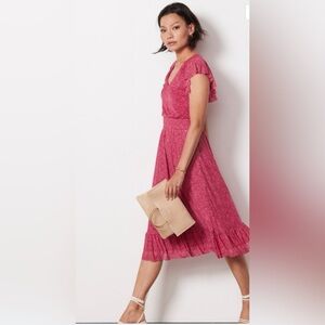 Evereve Women's Elena Short Sleeve Floral V Neck Midi Dress XL